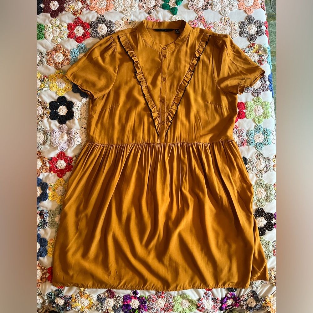 Vero Moda mustard A-line babydoll dress. Size Large.
